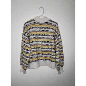 St John’s Bay Fair Isle Sweater Lrg Multicolor Button Back Cottagecore Academia